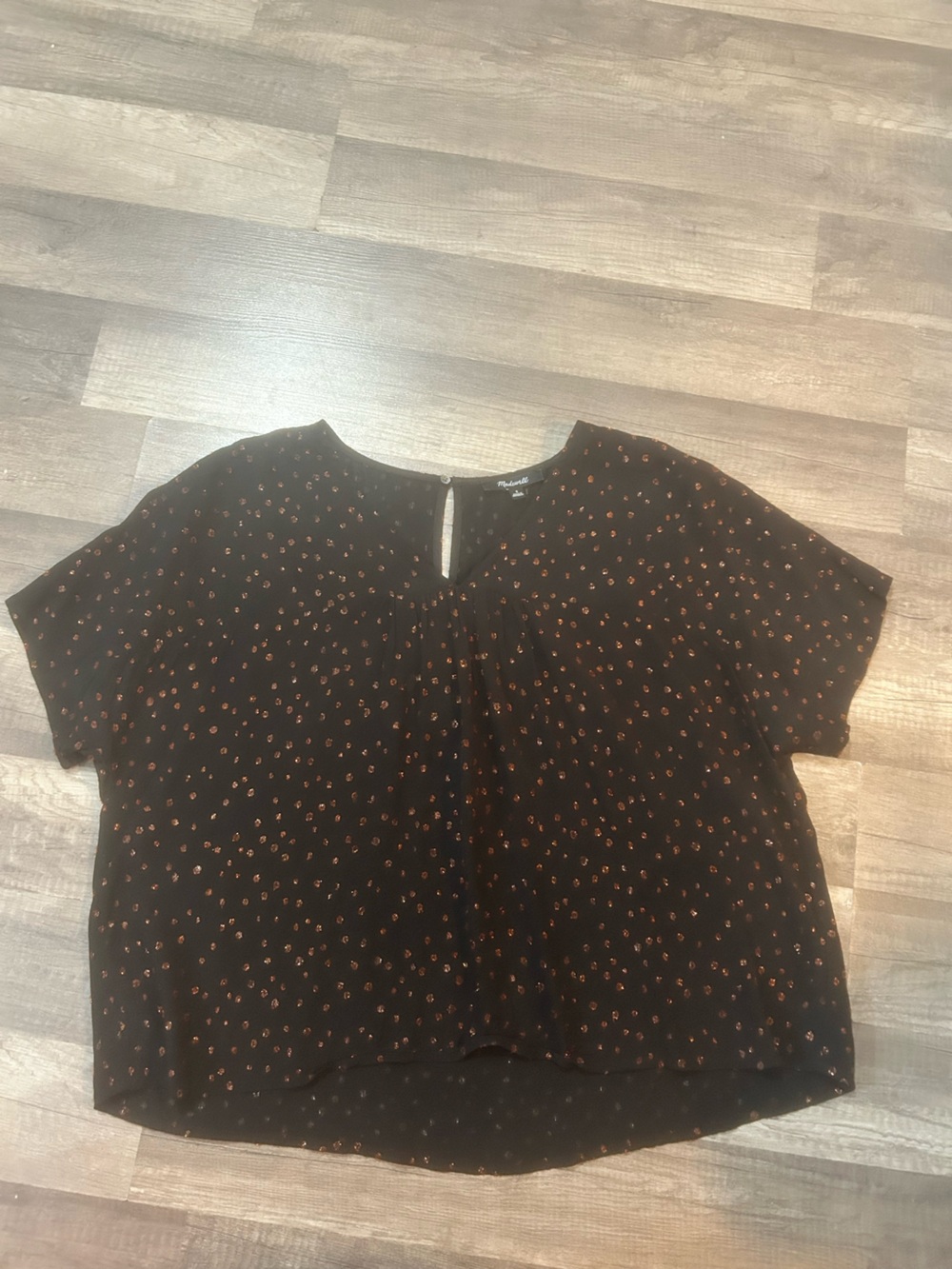 Madewell Black Blouse with Copper Dot Accents Size Small